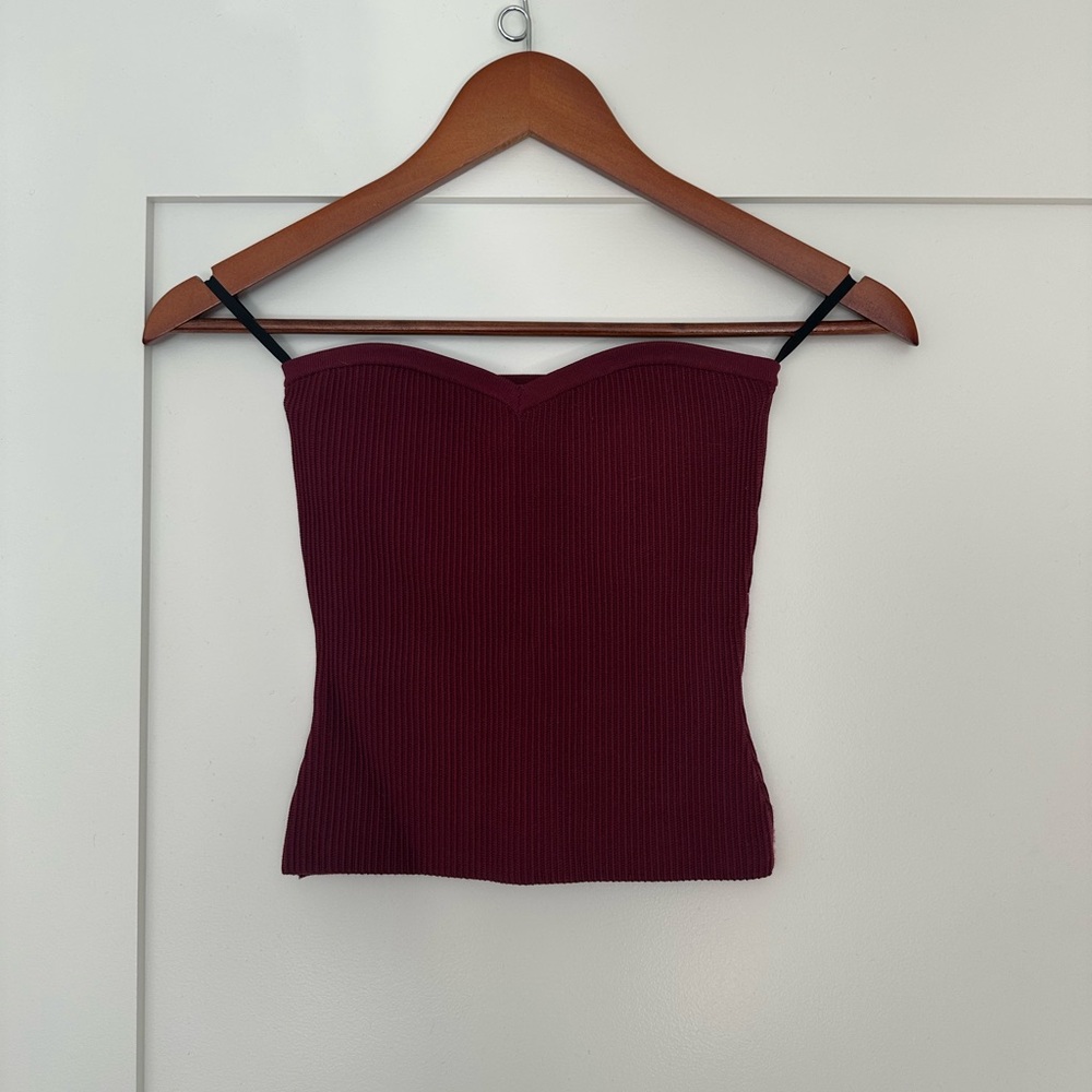 Aritzia/Babaton wine, ribbed strapless top